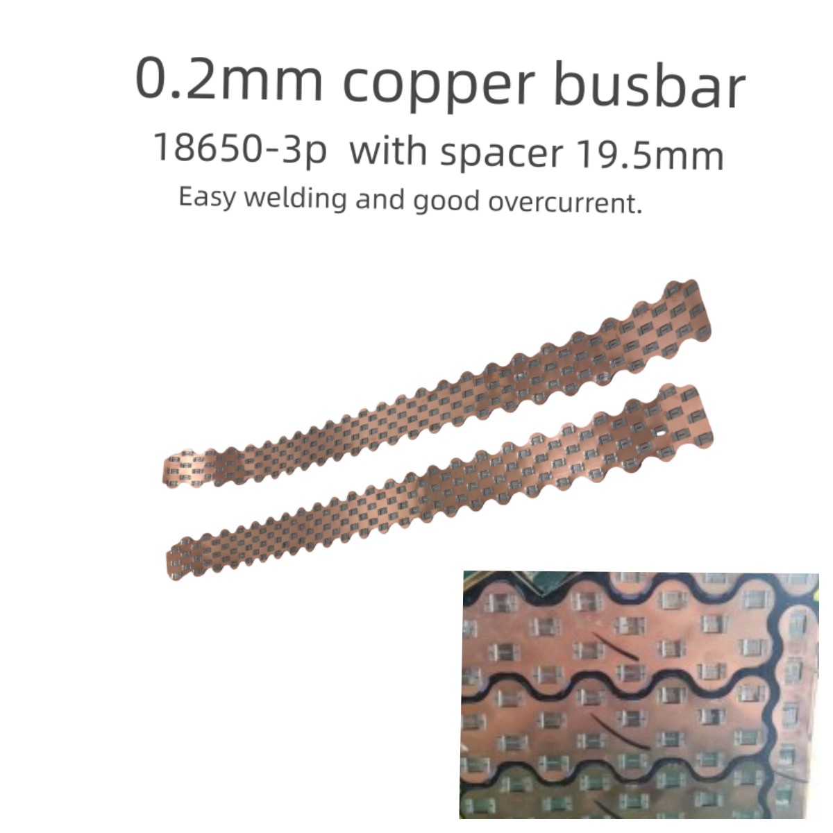 Bus Bar Copper - 18650-3P W Style Copper Busbar Battery