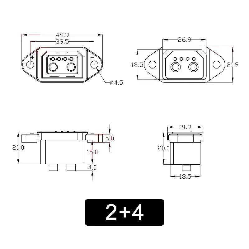 XT60/TX90 to 2+4/2+6 Wire Conn - Renewable Energy Engineering 评论和价格